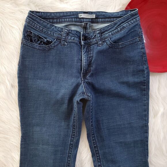 Lee Slender Secret Jeans Size 14S Velour Pockets Lower Waist Boot Cut Stretch - Picture 3 of 12